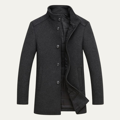 Heren Winterjas met Staande Kraag en Knoopsluiting