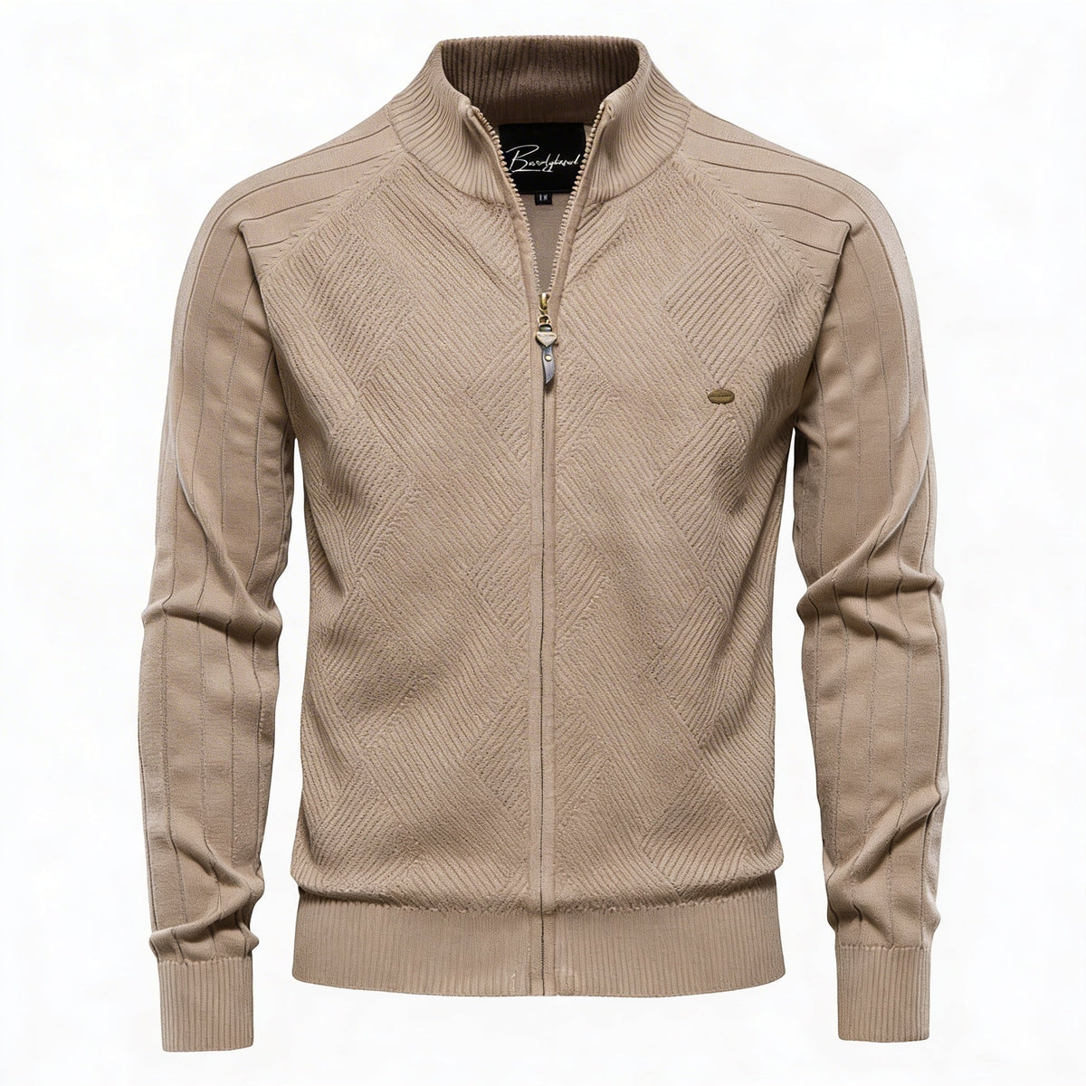 Heren Zip-up Cardigan met Ruitpatroon